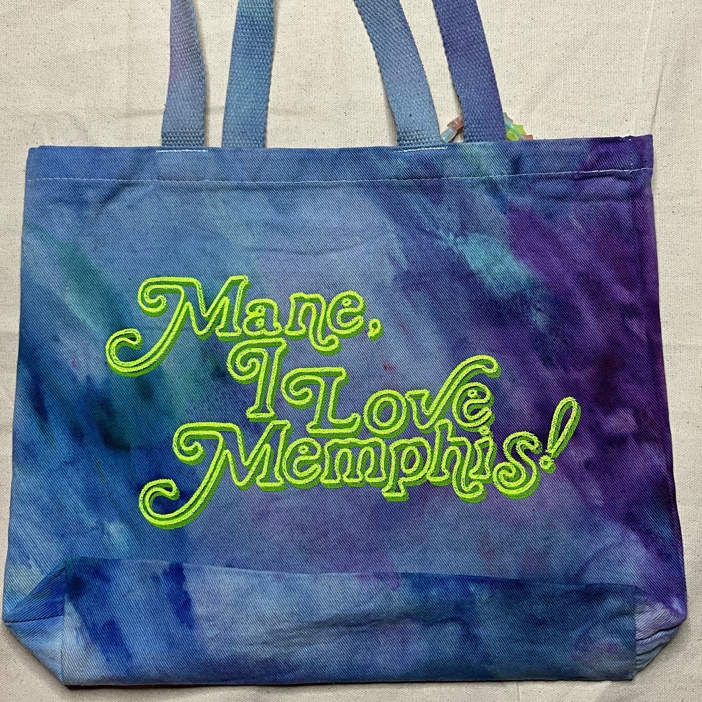 “Mane, I Love Memphis!” Trippy Glow Tote, Lemon-Lime
