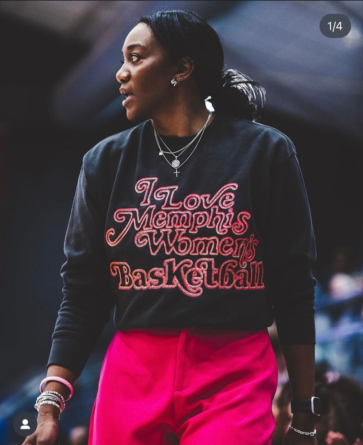 1 of 1 Neon ‘I Love Memphis Women’s Basketball’ Sweatshirt
