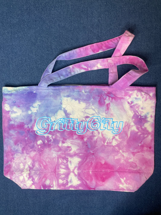 “Gritty City” Trippy Glow Beach Tote, Blueberry Blues