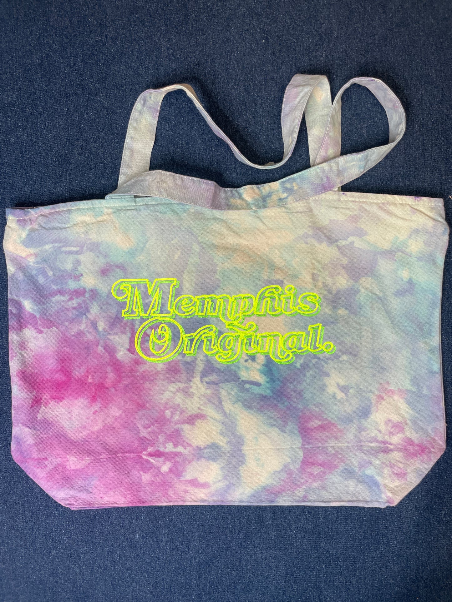 “Memphis Original” Trippy Glow Beach Tote, Blueberry & Lime
