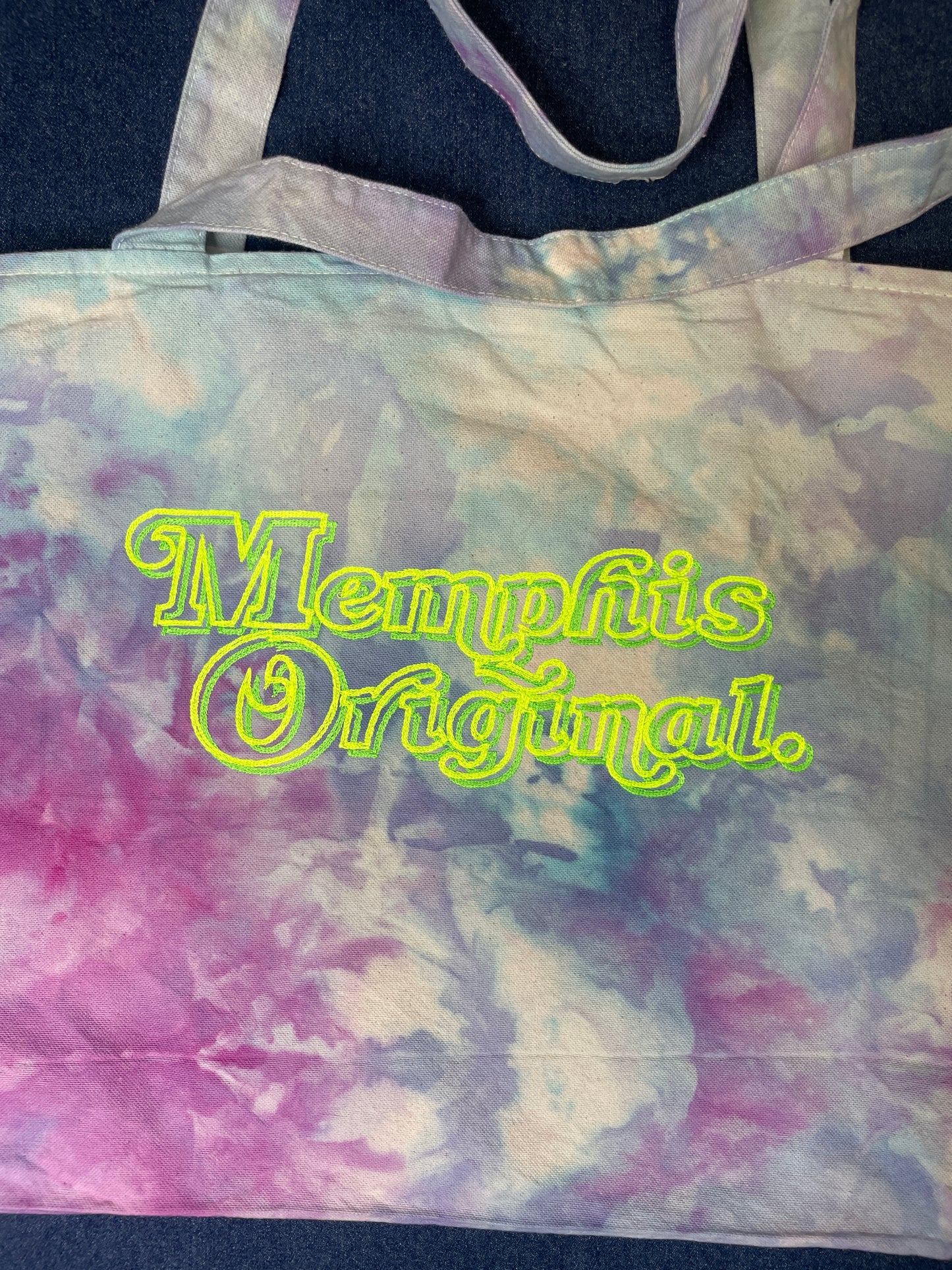 “Memphis Original” Trippy Glow Beach Tote, Blueberry & Lime