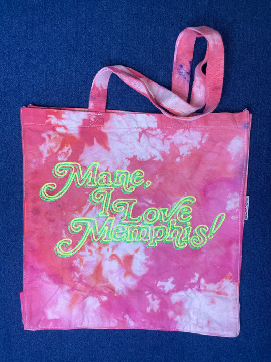 “Mane, I Love Memphis!” Trippy Glow Shopper Tote, Watermelon & Lime